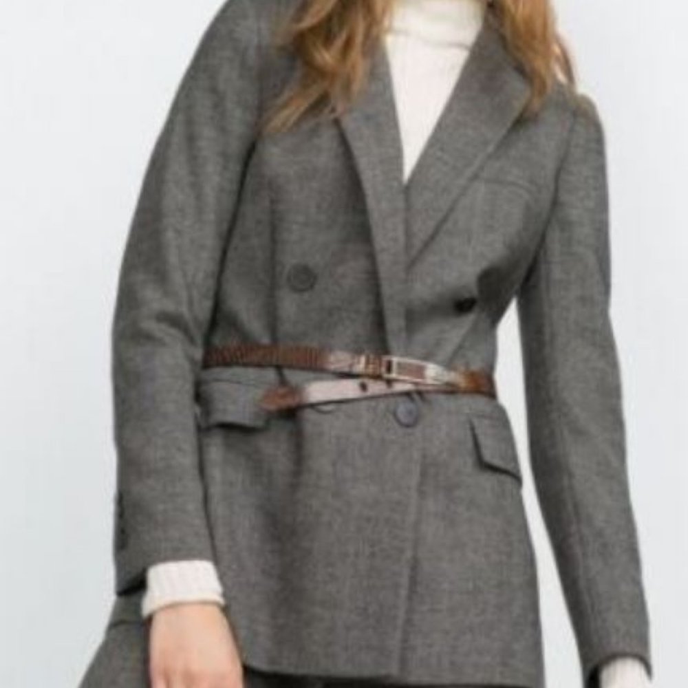 NWT ZARA WOMAN FITTED BLAZER WITH POCKETS GREY